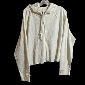 Victoria's Secret PINK Hoodie Large Ivory White  Cropped Full Zip NWT